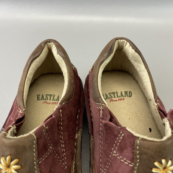 Eastland Roll Call Women's 7M Burgundy Suede Leather Clog‎ Wedge Loafer Shoes - Picture 9 of 14